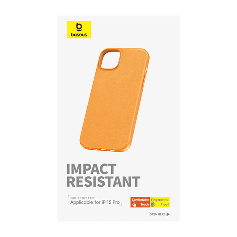 Telefonfoder til iPhone 15 ProMax Baseus Fauxther-serien (Orange)