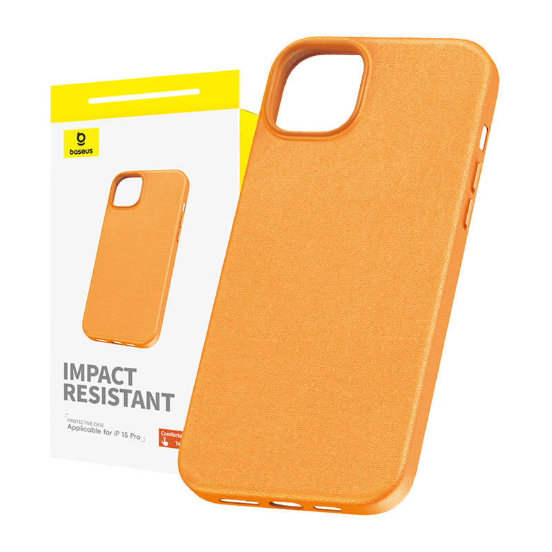 Telefonfoder til iPhone 15 Pro Baseus Fauxther-serien (Orange)
