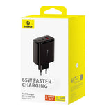 Væglader Baseus OS-Cube Pro 2xUSB-C + USB, 65W (sort)