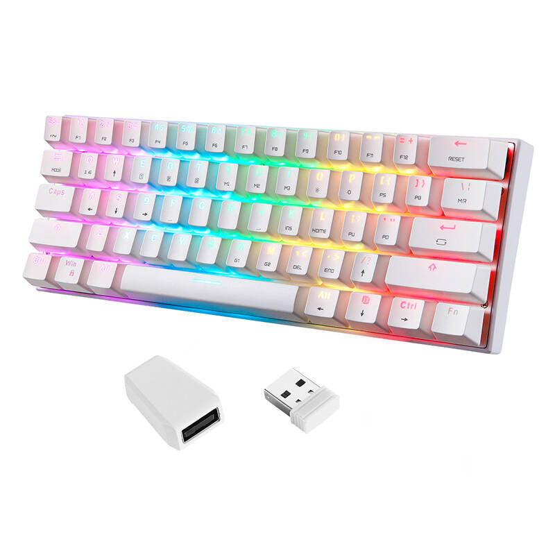 Trådløst mekanisk tastatur Motospeed SK62 Hvid (blå switch)
