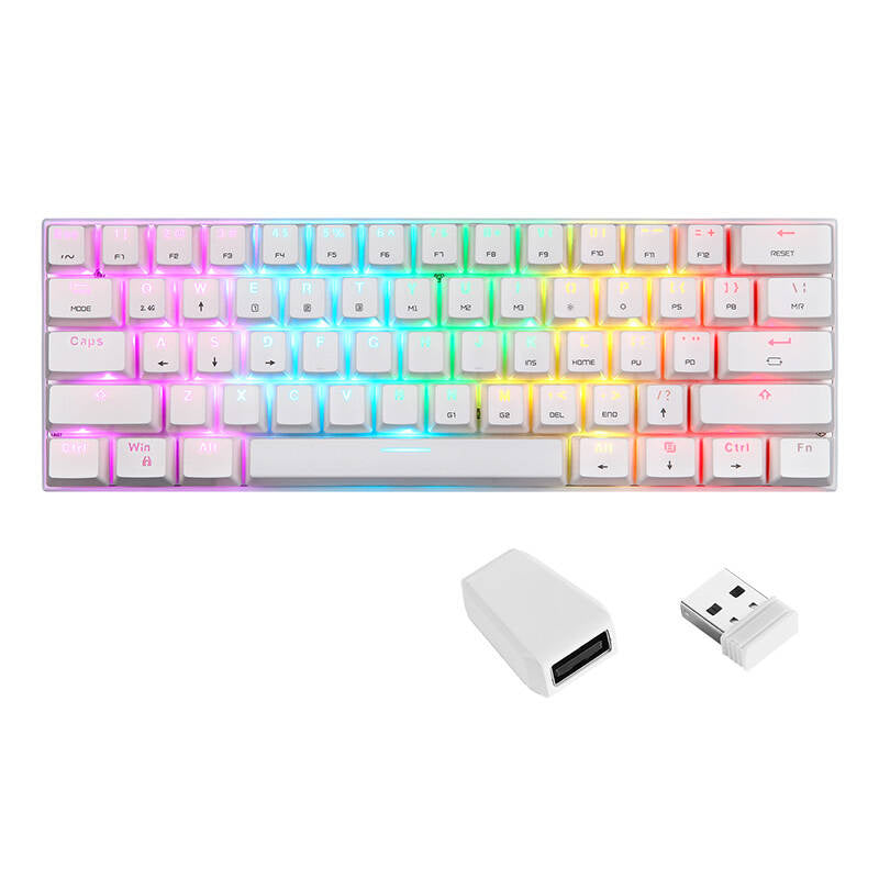 Trådløst mekanisk tastatur Motospeed SK62 Hvid (blå switch)