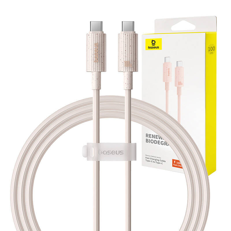 Hurtig opladning kabel Baseus USB-C til USB-C Habitat Series 1m 100W (rosa)