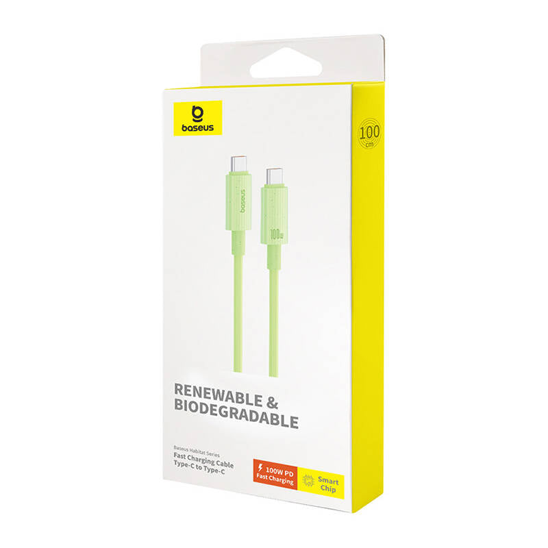 Hurtig opladning kabel Baseus USB-C til USB-C Habitat Series 1m 100W (grøn)