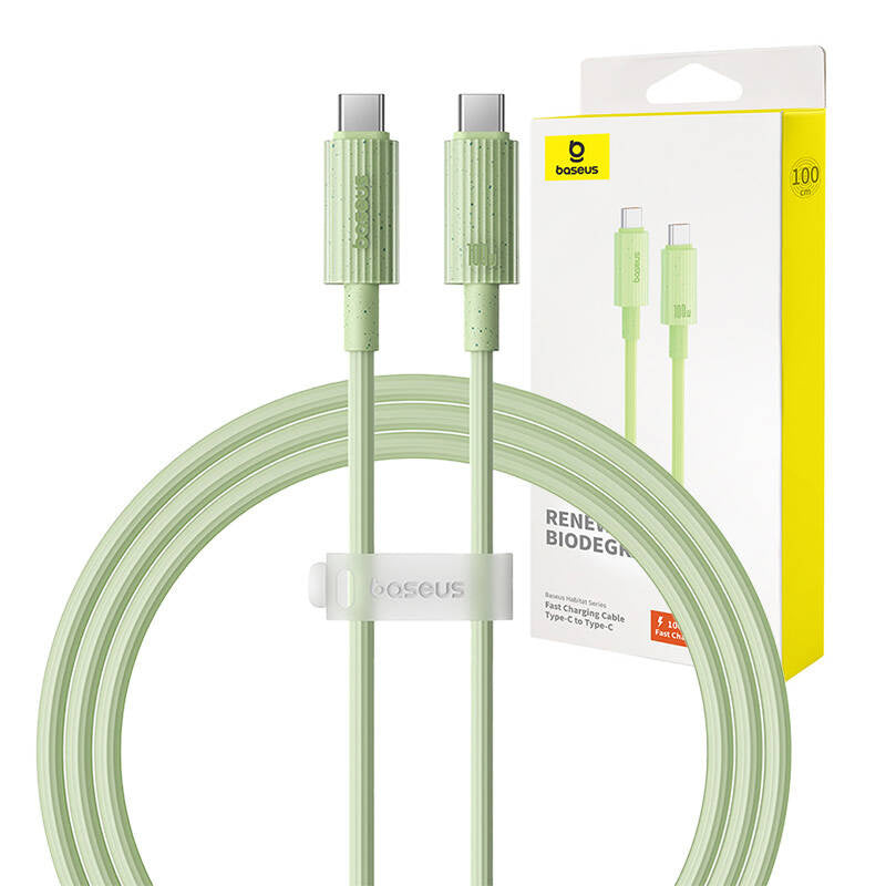 Hurtig opladning kabel Baseus USB-C til USB-C Habitat Series 1m 100W (grøn)