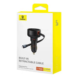 Biloplader Baseus Enjoyment Pro med lynkabel + USB-C, 55W (sort)