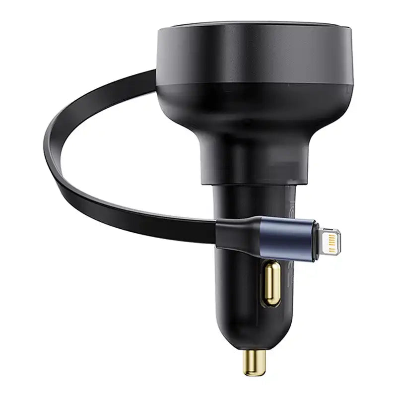 Biloplader Baseus Enjoyment Pro med lynkabel + USB-C, 55W (sort)
