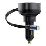 Biloplader Baseus Enjoyment Pro med lynkabel + USB-C, 55W (sort)