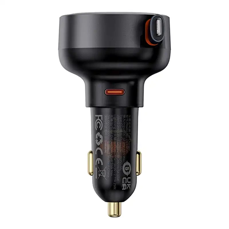 Biloplader Baseus Enjoyment Pro med lynkabel + USB-C, 55W (sort)