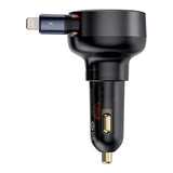Biloplader Baseus Enjoyment Pro med lynkabel + USB-C, 55W (sort)