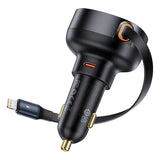 Biloplader Baseus Enjoyment Pro med lynkabel + USB-C, 55W (sort)