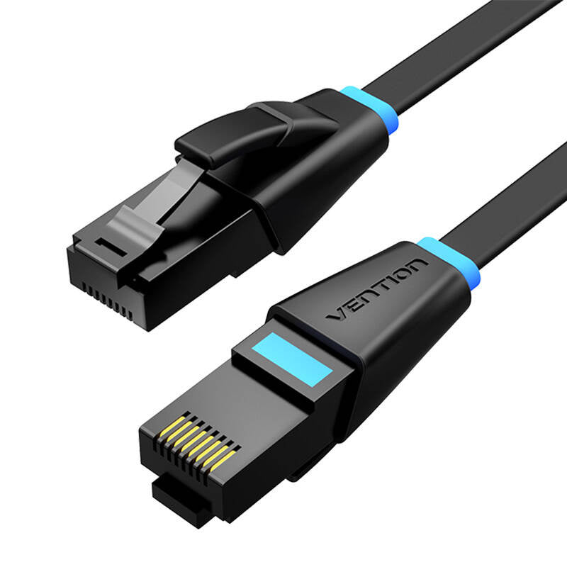 Flad netværkskabel UTP CAT6 Vention IBJBF RJ45 Ethernet 1000Mbps 1m sort