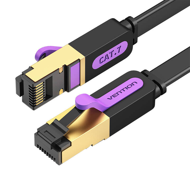 Flad netværkskabel UTP CAT7 Vention ICABJ RJ45 Ethernet 10Gbps 5m sort