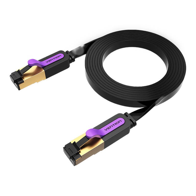 Flad netværkskabel UTP CAT7 Vention ICABJ RJ45 Ethernet 10Gbps 5m sort