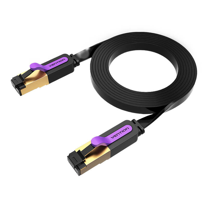 Flad netværkskabel UTP CAT7 Vention ICABK RJ45 Ethernet 10Gbps 8m sort