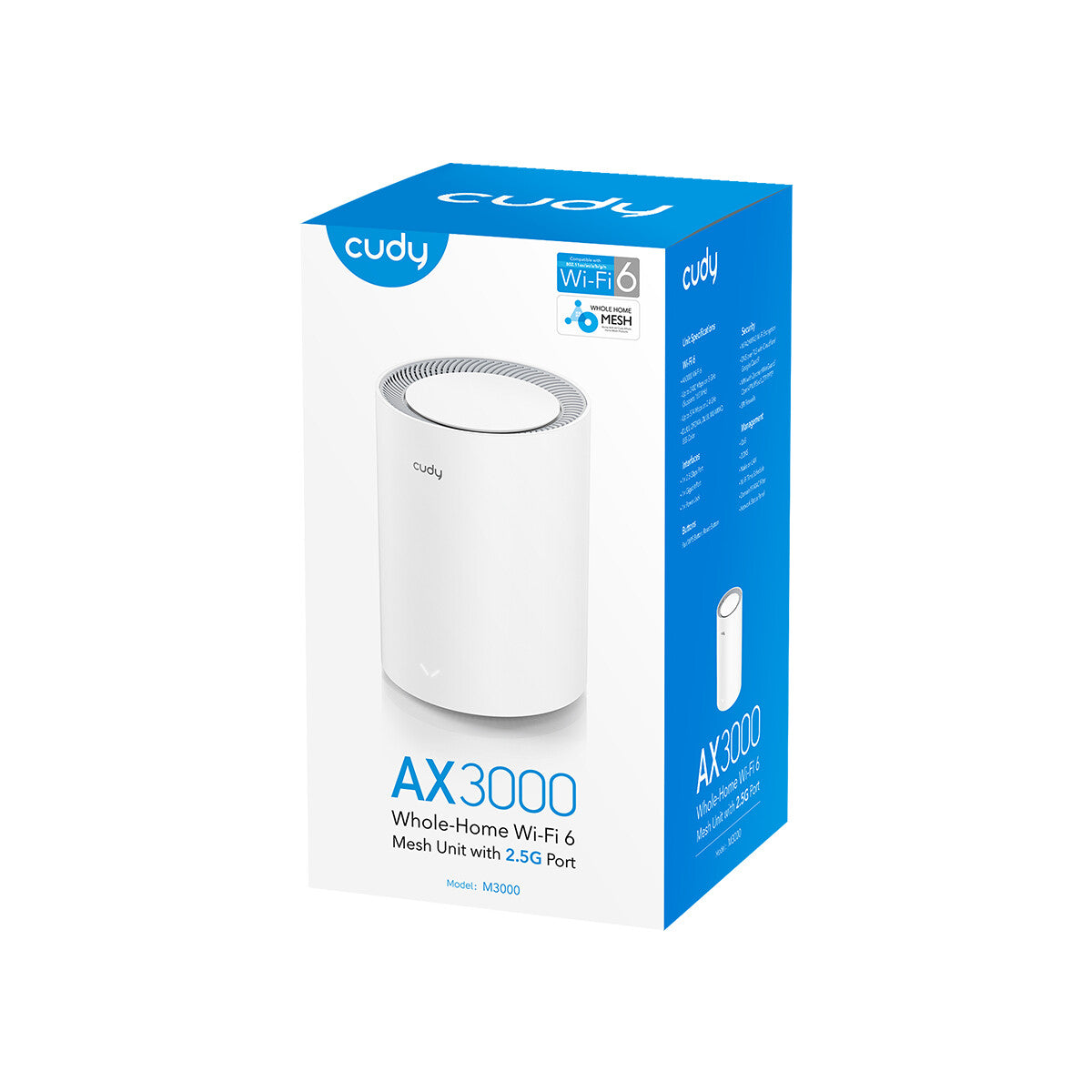 Cudy AX3000 Wi-Fi 6 Mesh 2.5G Solution Dual-band (2,4 GHz / 5 GHz) Wi-Fi 6 (802.11ax) Hvid Intern