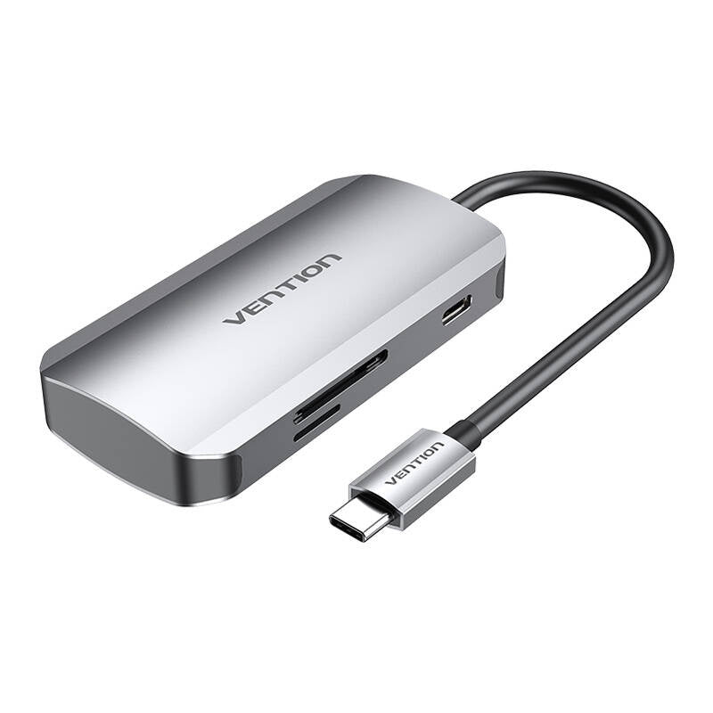 USB-C til 3x USB3.0 Docking Station, SD, TF, PD 0,15m Vention TNHHB, grå