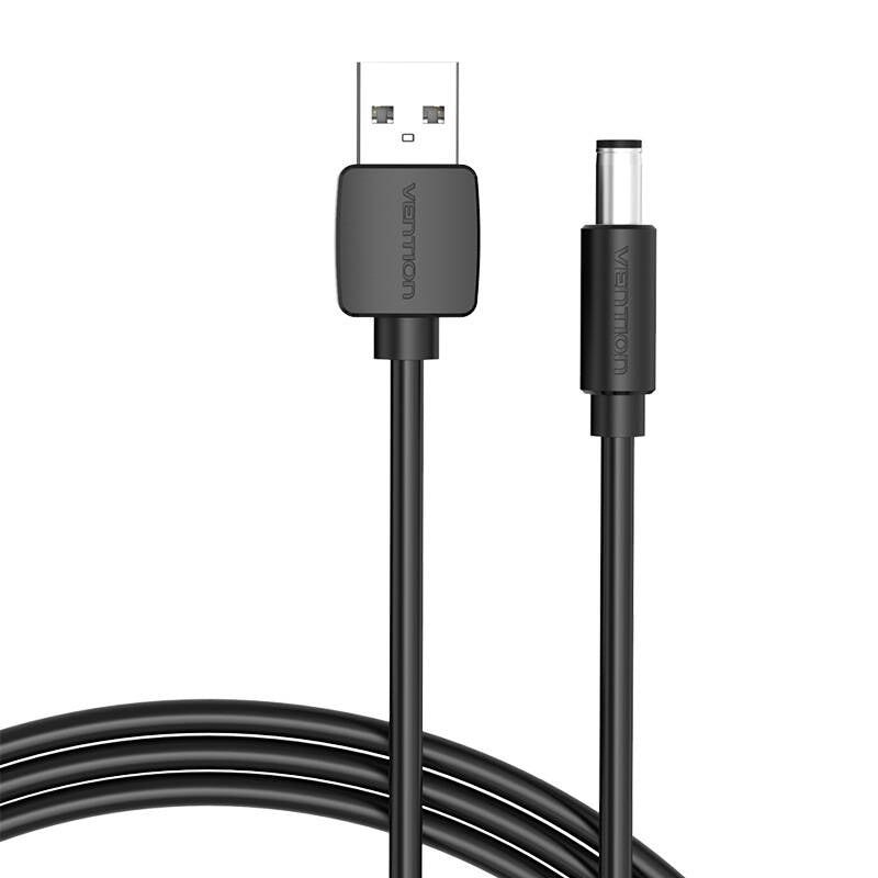 Power Cable USB 2.0 til DC 5,5 mm Barrel Jack 5V Vention CEYBF 1m (sort)