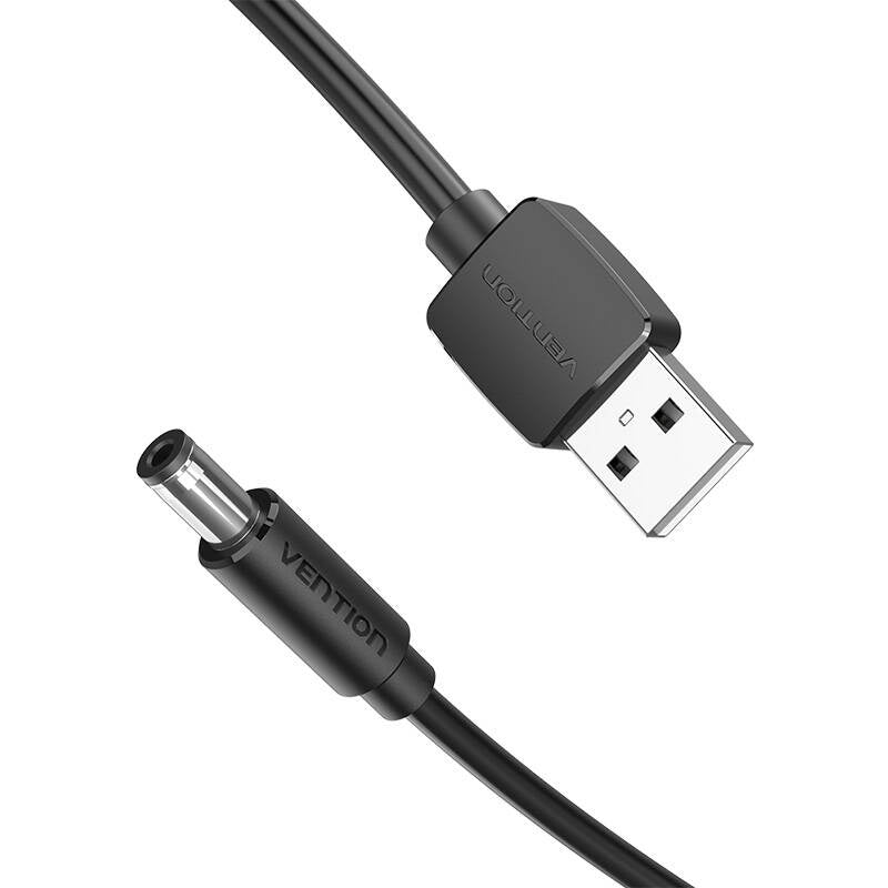 Power Cable USB 2.0 til DC 5,5 mm Barrel Jack 5V Vention CEYBF 1m (sort)