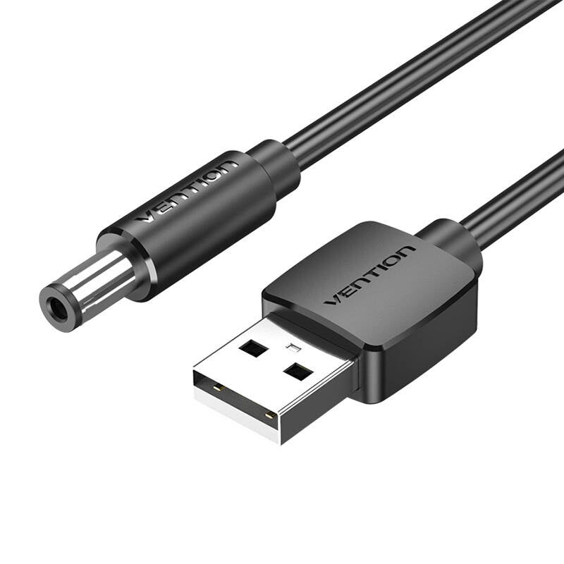Power Cable USB 2.0 til DC 5,5 mm Barrel Jack 5V Vention CEYBF 1m (sort)