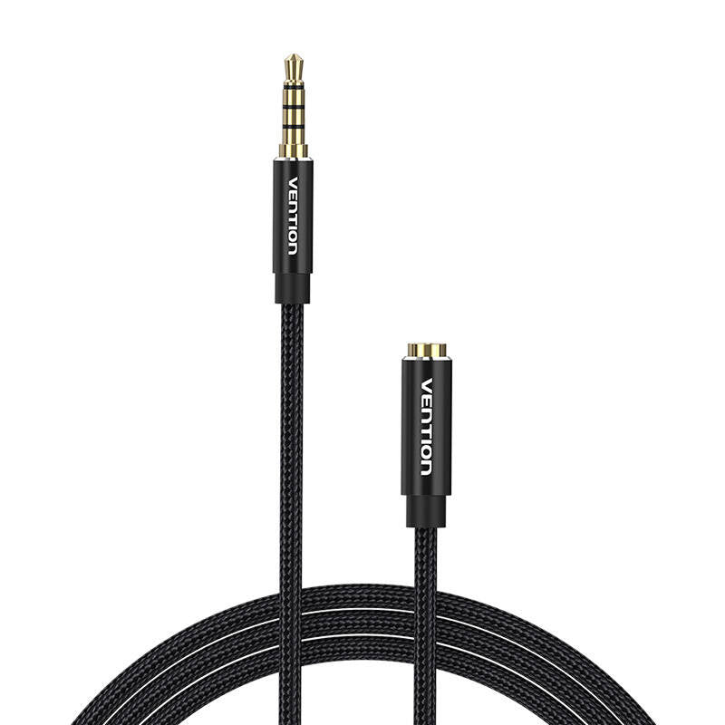 Audio kabel TRRS 3,5 mm mandlig til 3,5 mm kvindelig Vention BHCBF 1 m sort