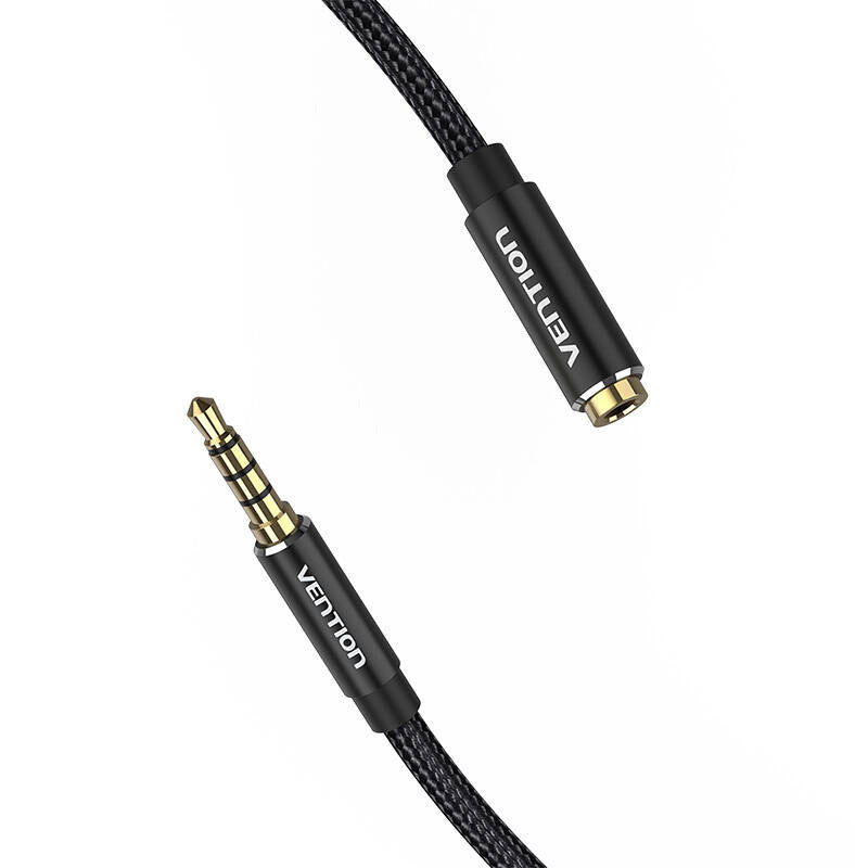 Audio kabel TRRS 3,5 mm mandlig til 3,5 mm kvindelig Vention BHCBI 3 m sort