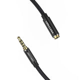 Audio kabel TRRS 3,5 mm mandlig til 3,5 mm kvindelig Vention BHCBI 3 m sort