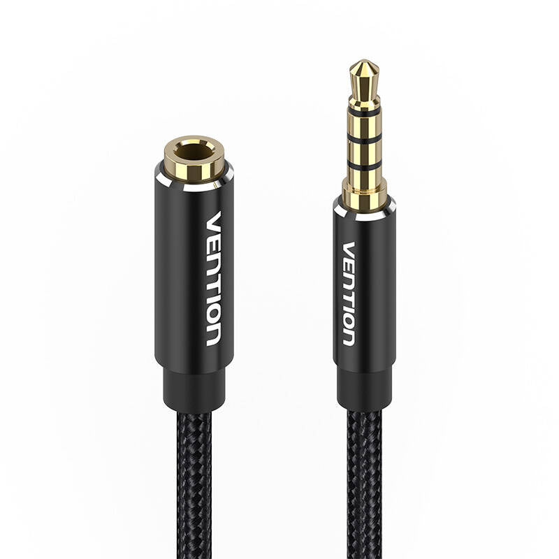 Audio kabel TRRS 3,5 mm mandlig til 3,5 mm kvindelig Vention BHCBJ 5 m sort