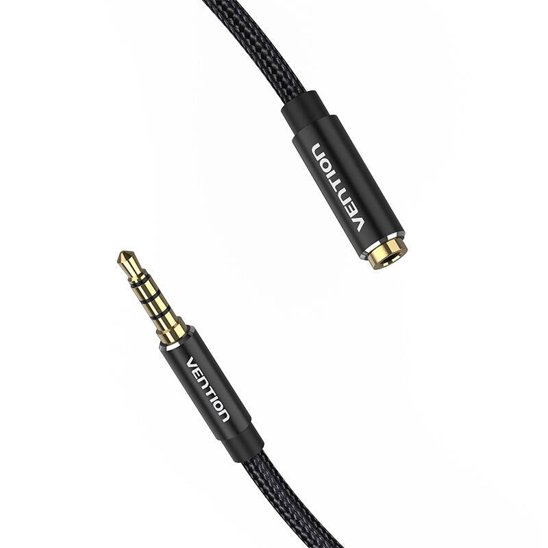 Audio kabel TRRS 3,5 mm mandlig til 3,5 mm kvindelig Vention BHCBJ 5 m sort