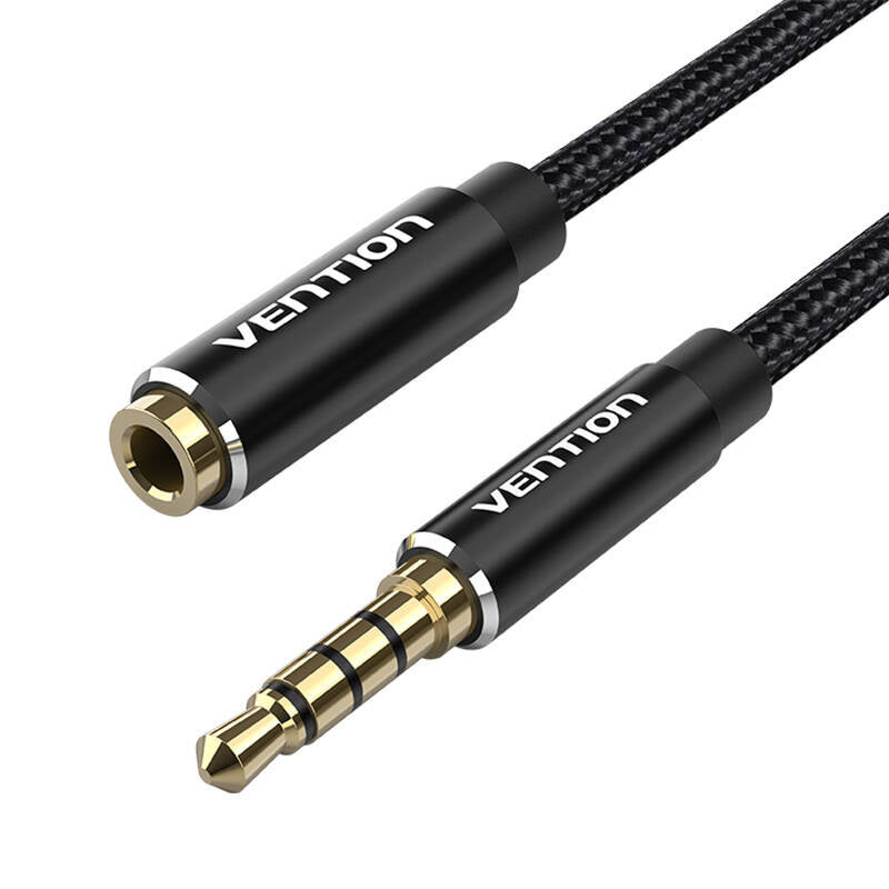 Audio kabel TRRS 3,5 mm mandlig til 3,5 mm kvindelig Vention BHCBJ 5 m sort