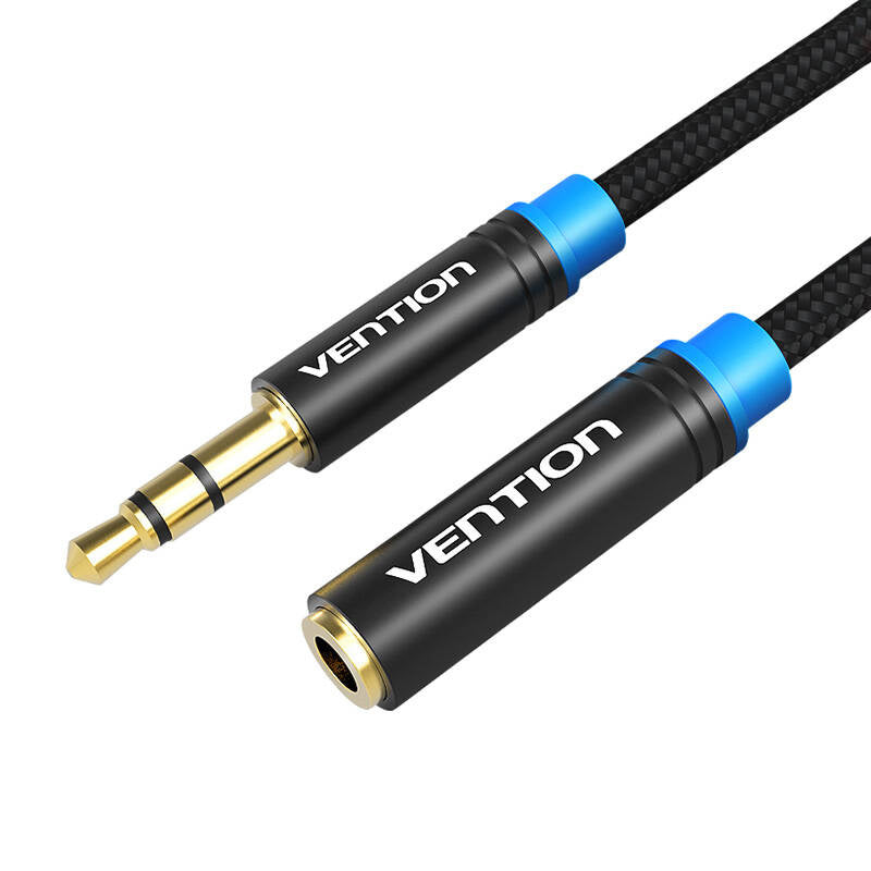 Kabel Audio Braided 3,5 mm mand-kvinde Vention VAB-B06-B150-M 1,5 m sort