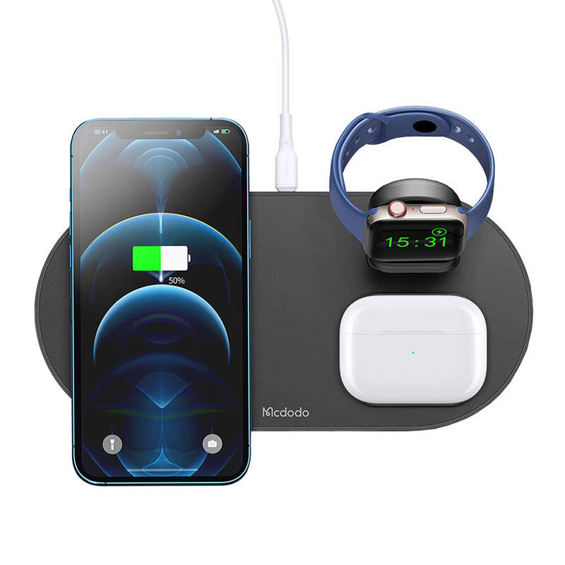 Trådløs oplader Mcdodo CH-7061 3 i 1 15W (mobile/TWS/Apple watch) (sort)