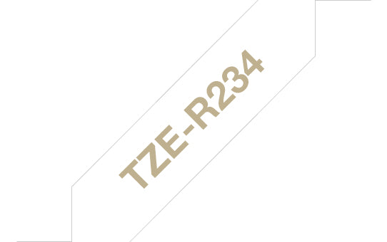 Brother TZE-R234 etiketbånd Guld på hvidt
