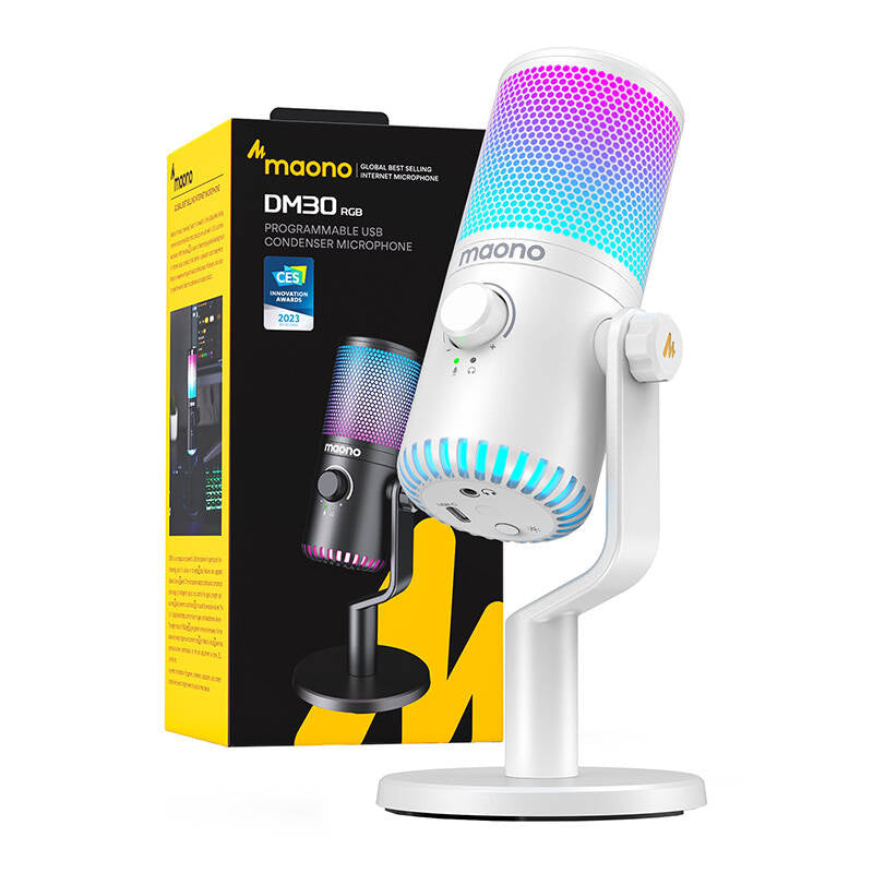 Spillemikrofon Maono DM30RGB (hvid)