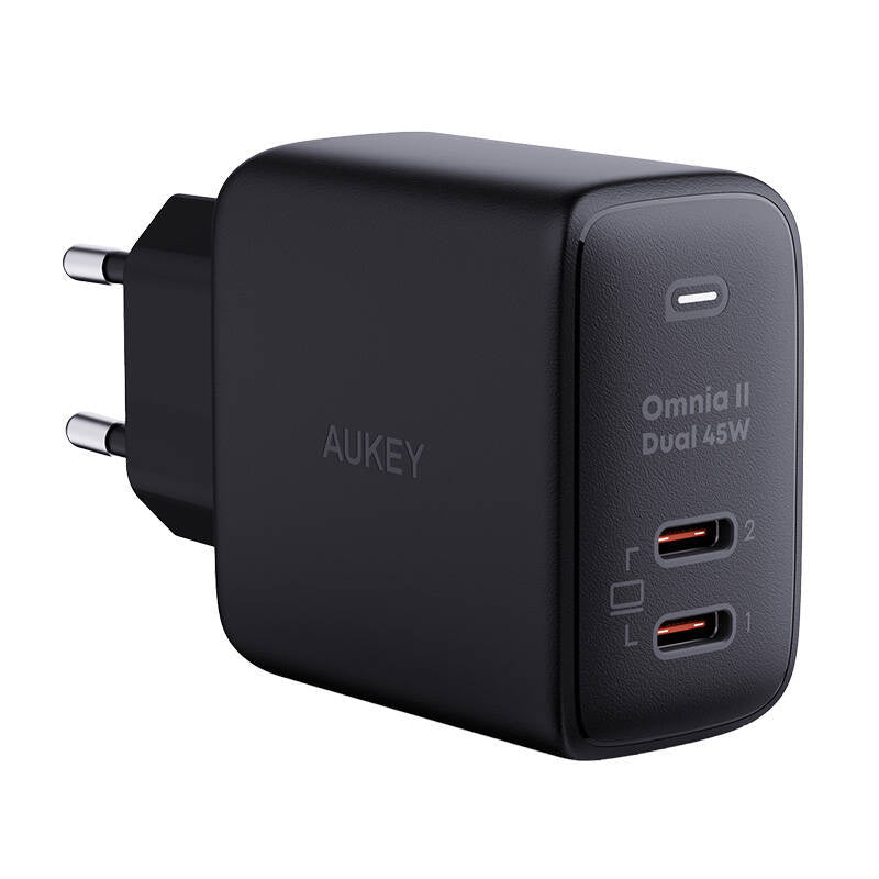 Wall Charger Aukey PA-B4T, 2xUSB-C, 45W (sort)