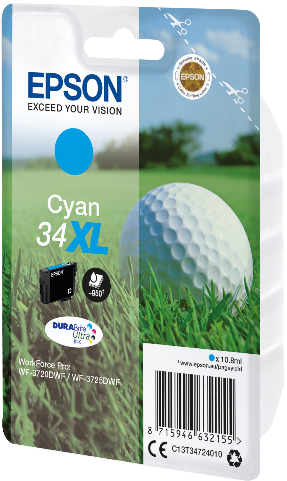 Epson Golf ball C13T34724010 blækpatron 1 stk Original Højt (XL) udbytte Blå