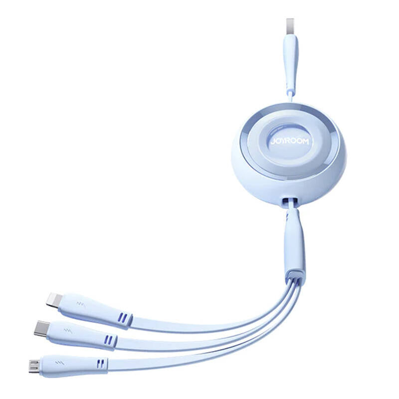 3in1 Joyroom Farverigt USB til USB-C/Lightning/Micro USB-kabel 3,5A, 1m (blå)