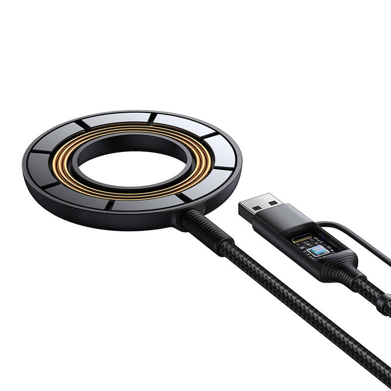 Joyroom JR-WQM03 magnetisk oplader, USB + USB-C, 1,2 m (sort)