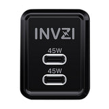 Væglader INVZI GaN 2x USB-C, 45W, EU (sort)