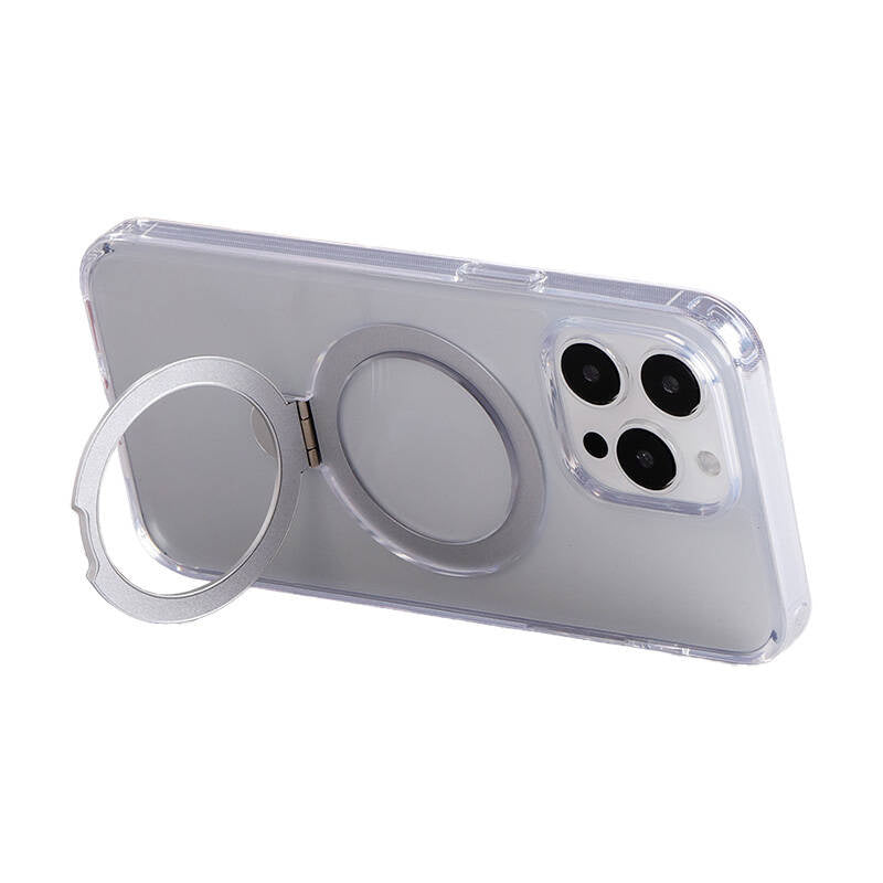 Magnetisk beskyttende telefonfoder med holder Joyroom JR-BP004 til iPhone 15 Pro Max (gennemsigtig)