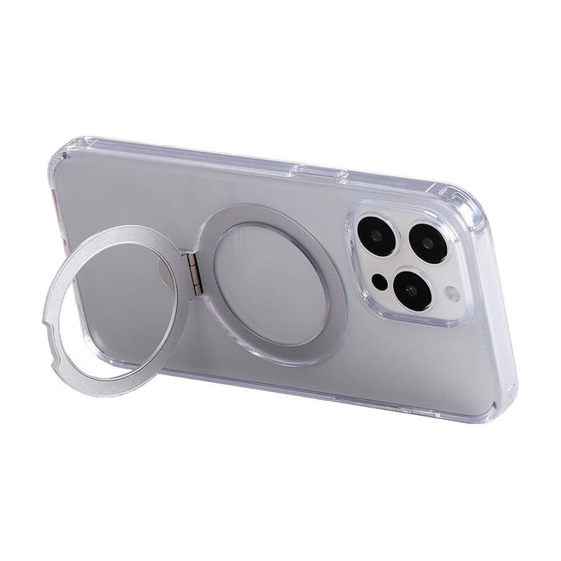 Magnetisk beskyttende telefonfoder med holder Joyroom JR-BP004 til iPhone 15 Pro (gennemsigtig)