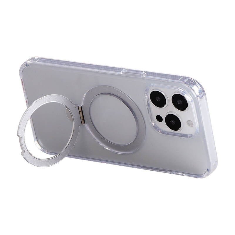 Magnetisk beskyttende telefonfoder med holder Joyroom JR-BP004 til iPhone 15 (gennemsigtig)