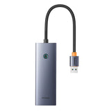 Hubus Base UltraJoy Series Lite 4-Port (USB til USB 3.0*3+RJ45*1+USB-C 5V) (grå)