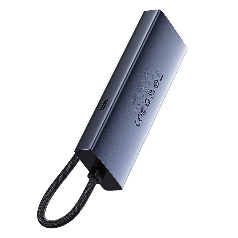Hubus Base UltraJoy Series Lite 4-Port (USB til USB 3.0*3+RJ45*1+USB-C 5V) (grå)
