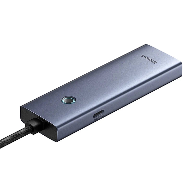 Hubus Base UltraJoy Series Lite 4-Port (USB til USB 3.0*3+RJ45*1+USB-C 5V) (grå)