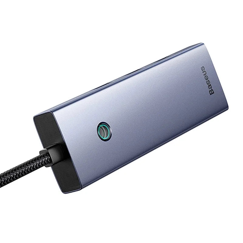 Hubus Base UltraJoy Series Lite 4-Port (USB til USB 3.0*3+RJ45*1+USB-C 5V) (grå)
