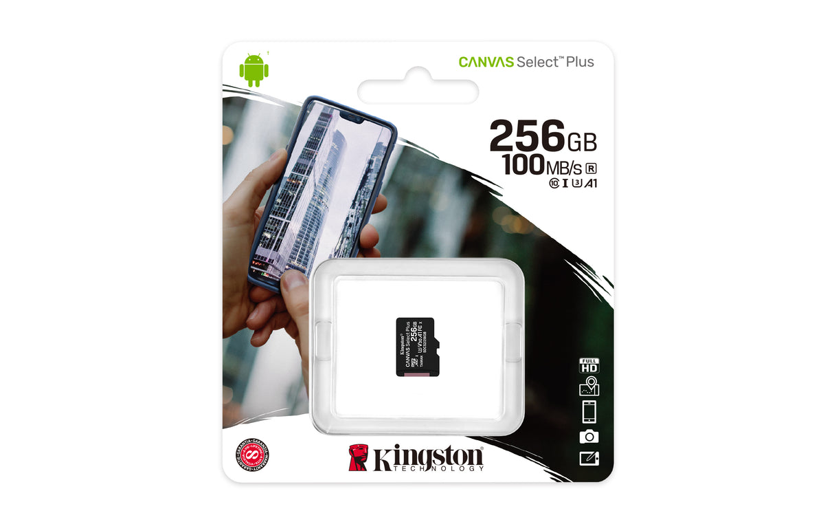 Kingston Technology 256 GB micSDXC Canvas Select Plus 100R A1 C10, enkelt pakke uden ADP