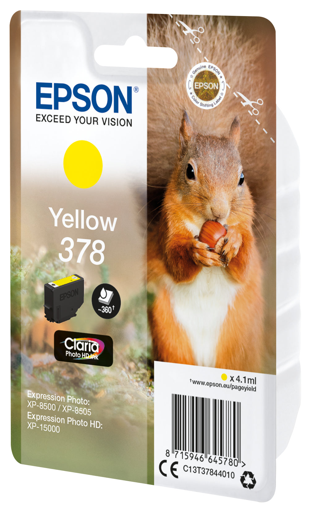 Epson Squirrel C13T37844010 blækpatron 1 stk Original Standard udbytte Gul