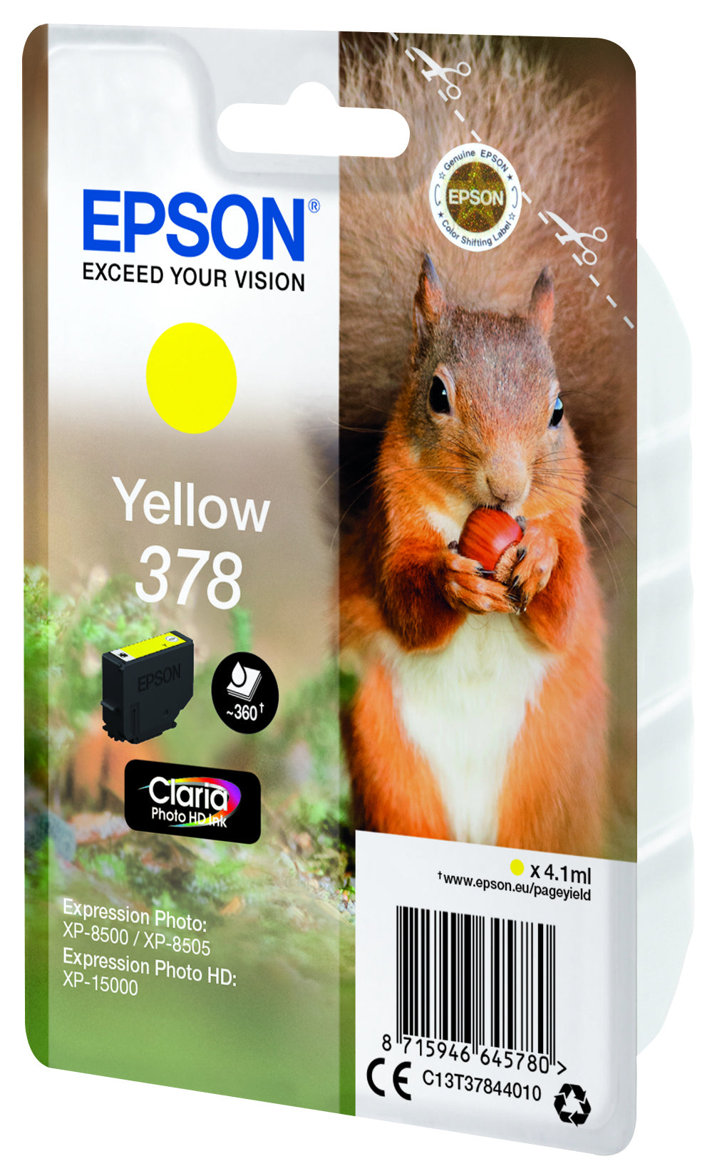 Epson Squirrel C13T37844010 blækpatron 1 stk Original Standard udbytte Gul