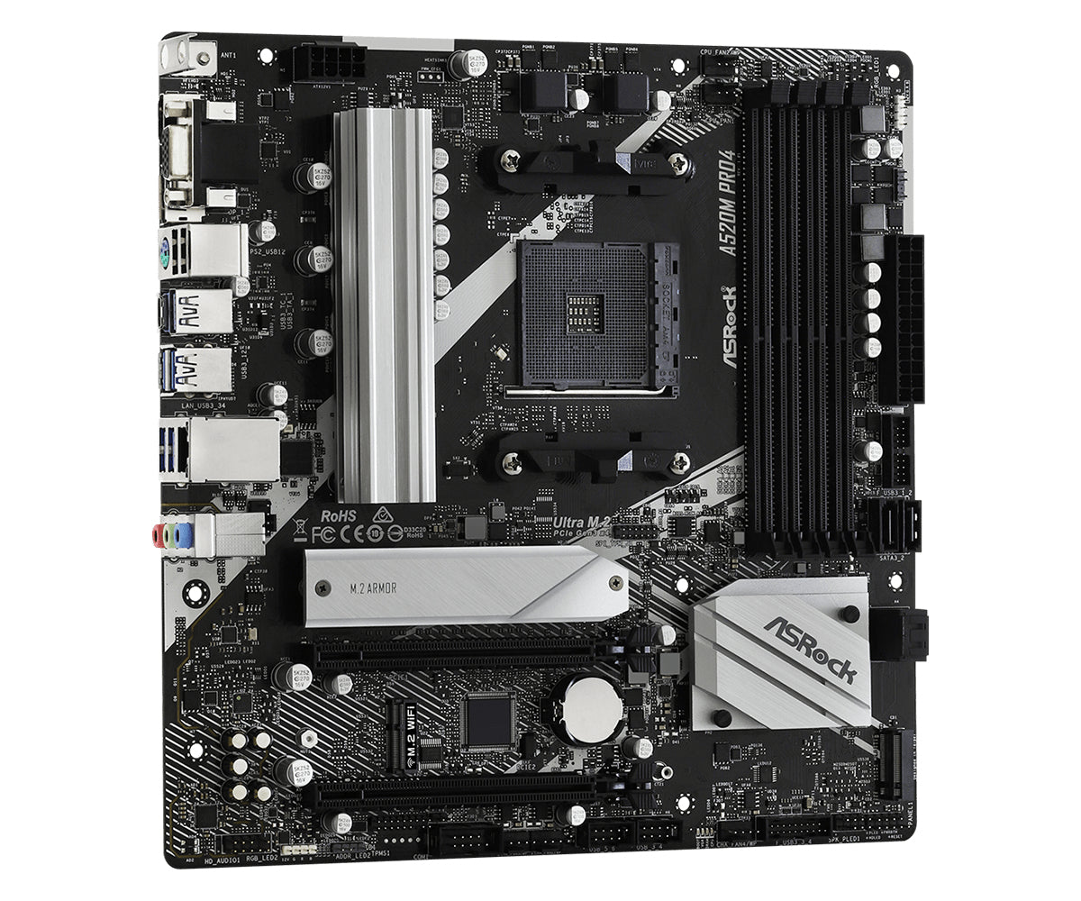 ASRock A520M Pro4 Micro-ATX AM4 AMD A520