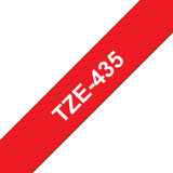 Brother TZE-435 etiketbånd Hvid på rød